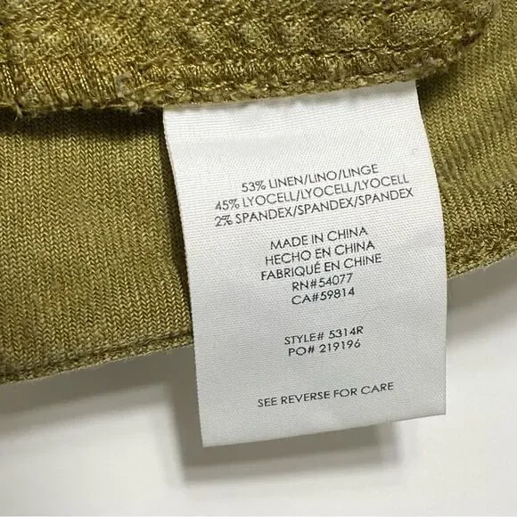 Cabi Charlie Linen / Lyocell Blend Olive Green Wide Leg Trouser Pants Women's 8 - Picture 4 of 14